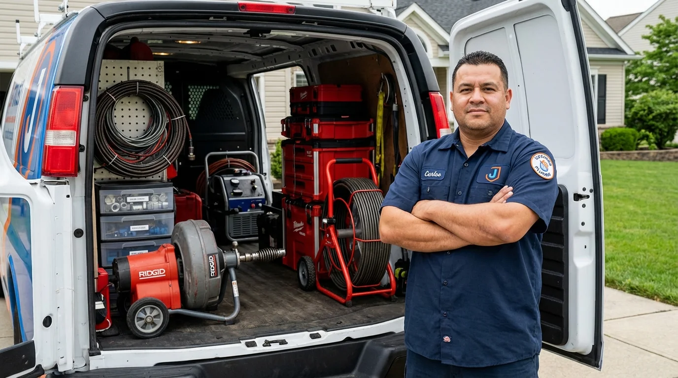 Professional drain cleaning equipment and Johns Plumbing LLC plumber in Fort Atkinson
