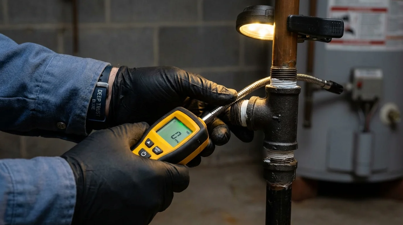 Gas leak detection with electronic sniffer by Johns Plumbing LLC in Fort Atkinson