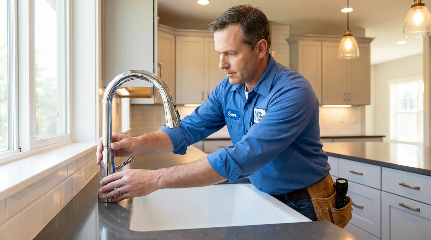 Kitchen faucet installation by Johns Plumbing LLC in Fort Atkinson
