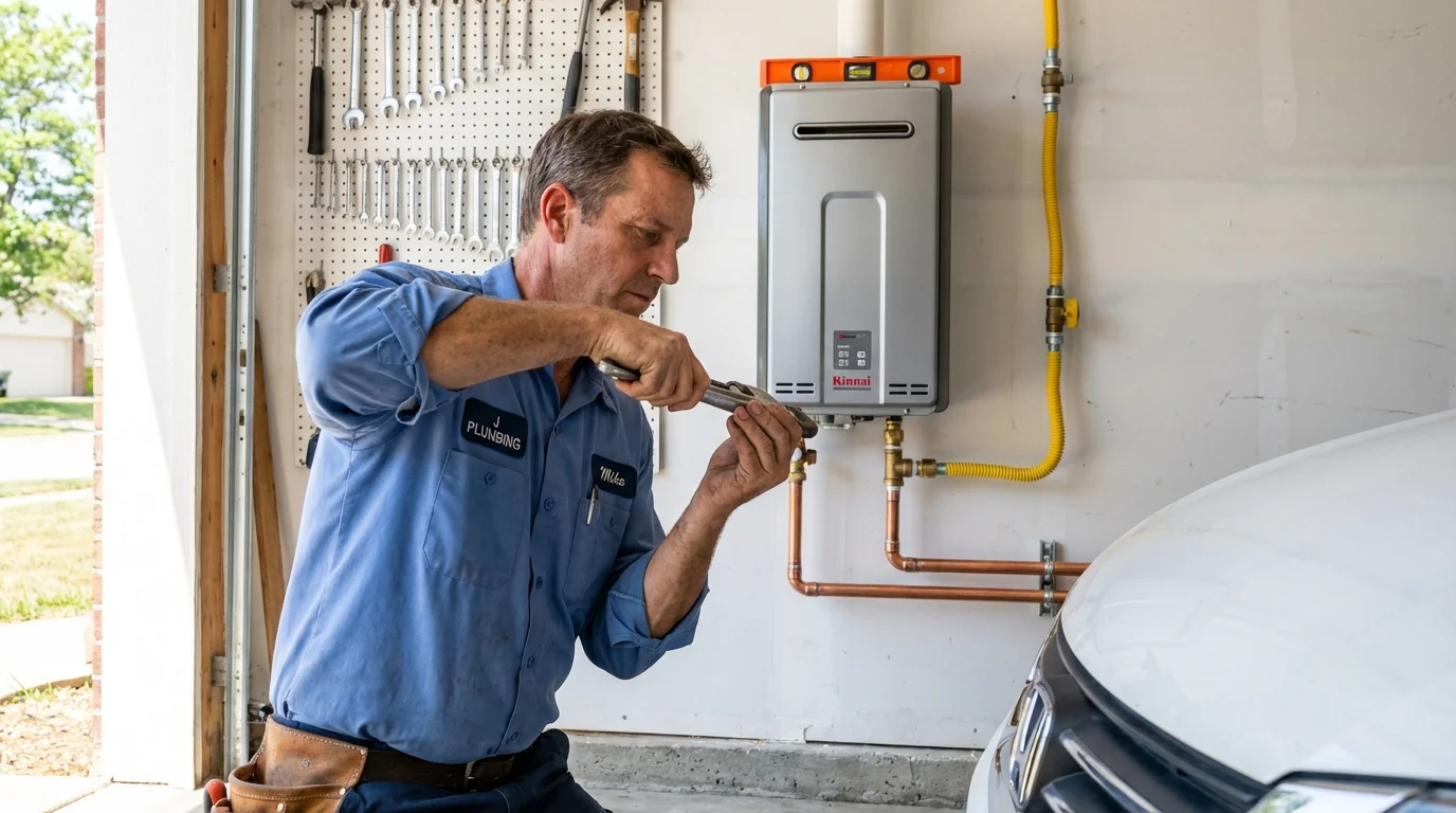Tankless water heater installation by a Johns Plumbing LLC plumber in Fort Atkinson